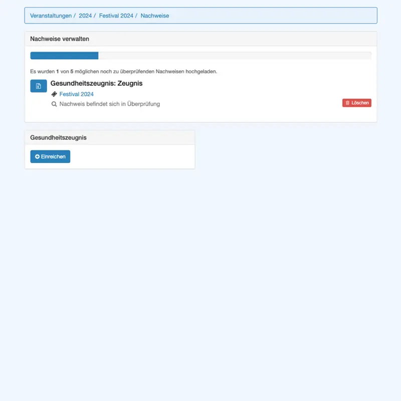 Obtaining verification documents for quick visual inspection