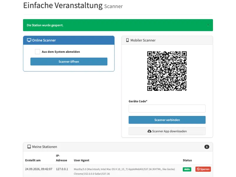 Scanner-Stationen verbinden und einzeln sperren